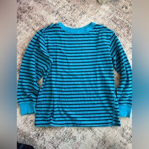 GAP Kids Teal and Black Striped Long Sleeve Tee